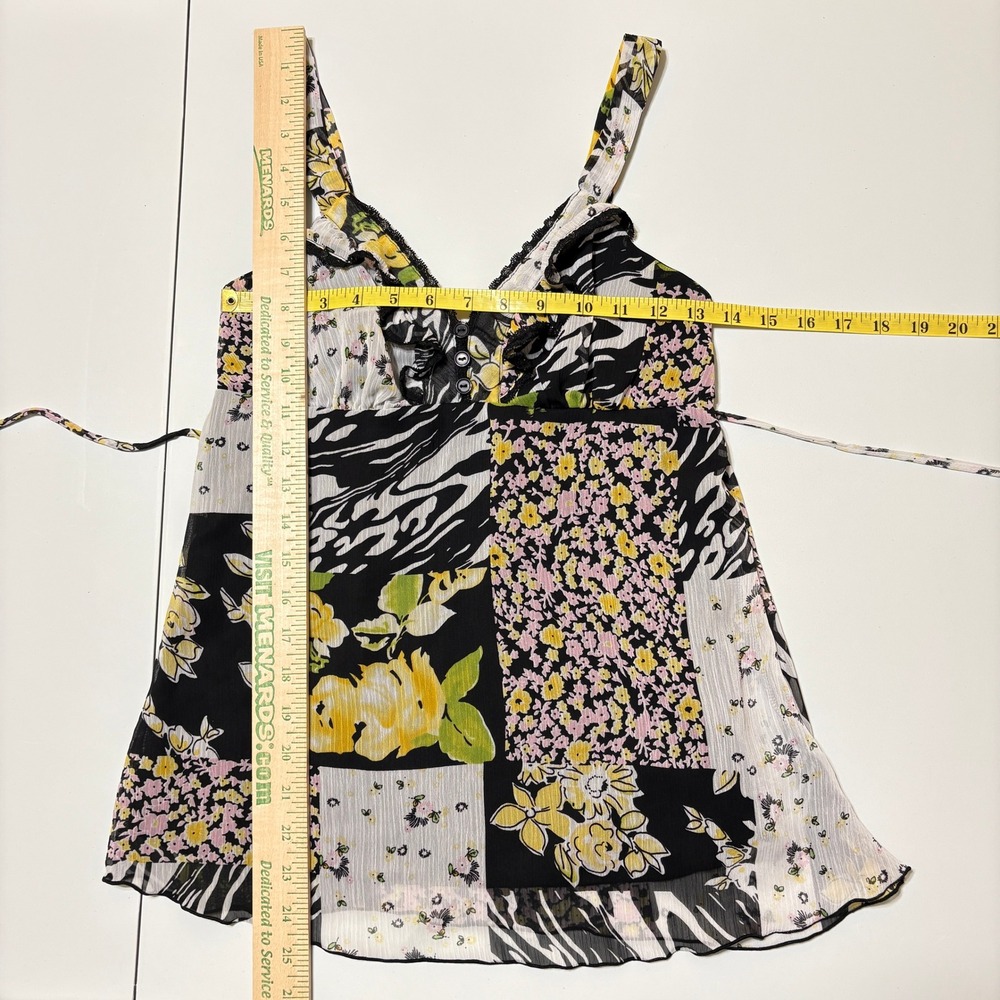 B-Wear Women Y2K Patchwork Floral Babydoll Tank‎ Top Size M Coquette Fairycore - Picture 8 of 12